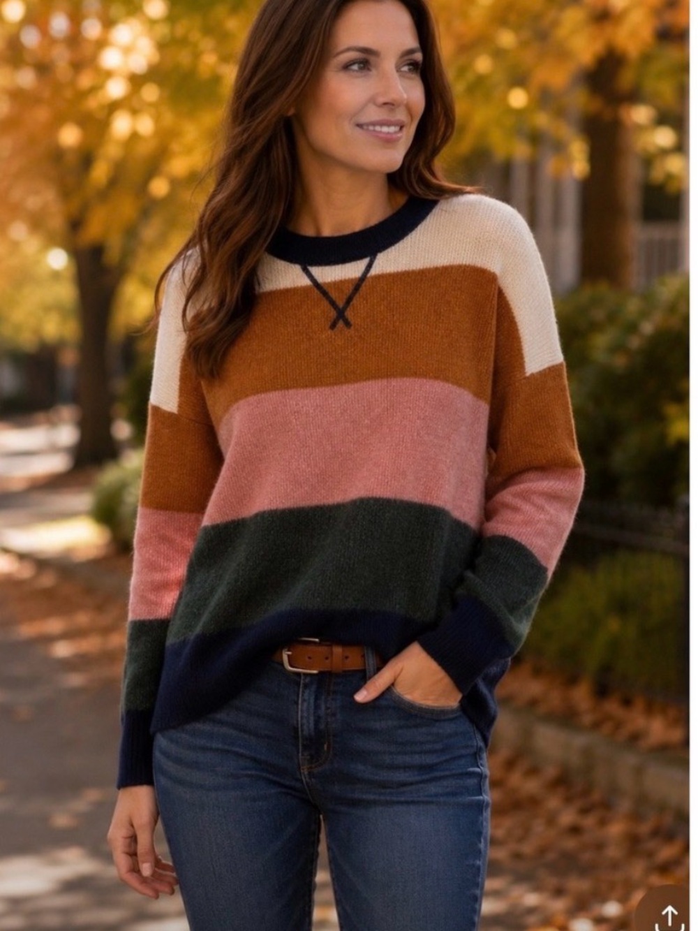 Madewell 100% Cashmere - Cozy Colorblock Crewneck Sweater